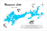 Nungesser Lake in Ontario, Canada - Laser Cut Wood Map