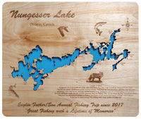 Nungesser Lake in Ontario, Canada - Laser Cut Wood Map