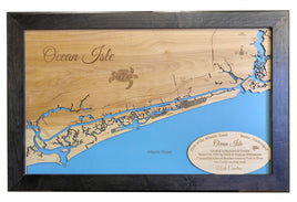 Ocean Isle, North Carolina - Laser Cut Wood Map