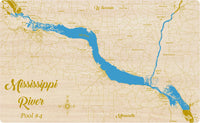 Pool 4 of the Mississippi River Laser Engraved Wood Map