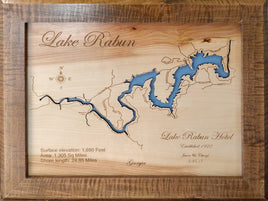 Lake Rabun, Georgia - Laser Cut Wood Map