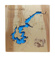 Raccoon Lake, Indiana - Laser Cut Wood Map