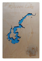 Raccoon Lake, Indiana - laser cut wood map