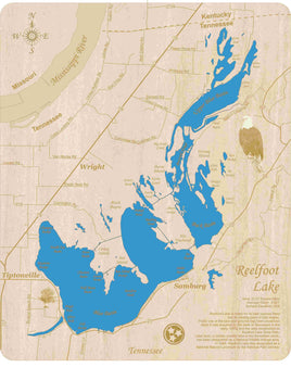 Reelfoot Lake, Tennessee - laser cut wood map