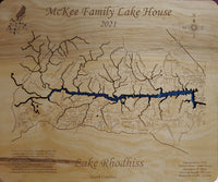 Lake Rhodhiss, North Carolina- Laser Cut Wood Map