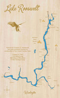 Lake Roosevelt, Washington - Laser Cut Wood Map