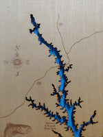 Lake Russell, Georgia - Laser Cut Wood Map