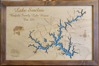 Lake Sinclair, Georgia  - Laser Cut Wood Map