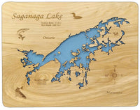 Saganaga Lake, Minnesota / Ontario - laser cut wood map