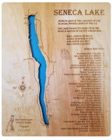 Seneca Lake and Wine Trail, New York - laser cut wood map