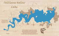 Stillhouse Hollow Lake, Texas - laser cut wood map