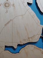 Lake Stonycreek, Pennsylvania - laser cut wood map