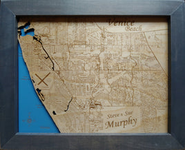 Venice Beach, Florida - laser cut wood map