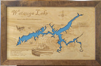 Watauga Lake, Tennessee - Laser Cut Wood Map