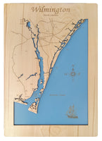Wilmington, North Carolina - laser cut wood map