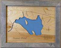 Beaver Pond, Maine - Laser Cut Wood Map