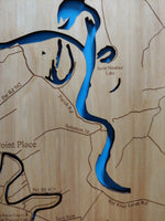 Cane River, Louisiana - Laser Cut Wood Map