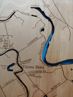 Cane River, Louisiana - Laser Cut Wood Map