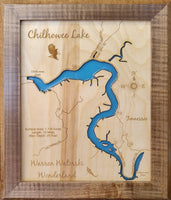Chilhowee Lake, Tennessee - Laser Cut Wood Map