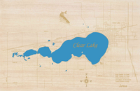 Clear Lake, Iowa - Laser Cut Wood Map