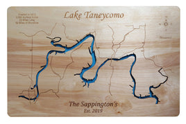 Lake Taneycomo, Missouri - laser cut wood map