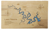 Lake Travis, Texas - Laser Cut Wood Map