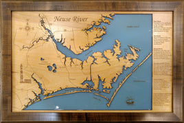 Neuse River, North Carolina - laser cut wood map