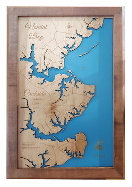Nomini Bay, Virginia - laser cut wood map