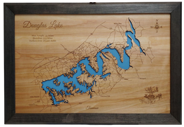 Douglas Lake, Tennessee - Laser Cut Wood Map