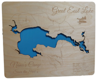 Great East Lake in Maine and New Hampshire - Laser Cut Wood Map