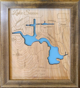Lake Saxon, Florida - laser cut wood map