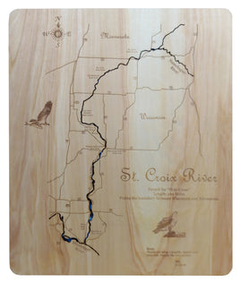 St. Croix River - laser cut wood map