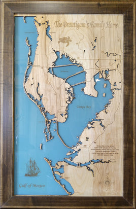 St. Petersburg and Tampa Bay, Florida - laser cut wood map