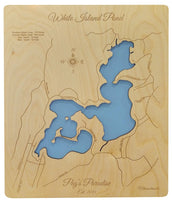 White Island Pond, Massachusetts - laser cut wood map